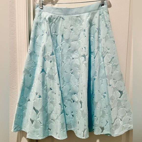 Ted Baker London Sky Blue Quinia Full Pleated Skirt Embroidered Lace & Burnout - Picture 2 of 12